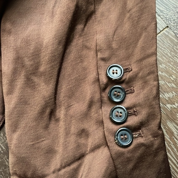 🤎Zara brown satin effect blazer linen viscose mix size small - Picture 6 of 11